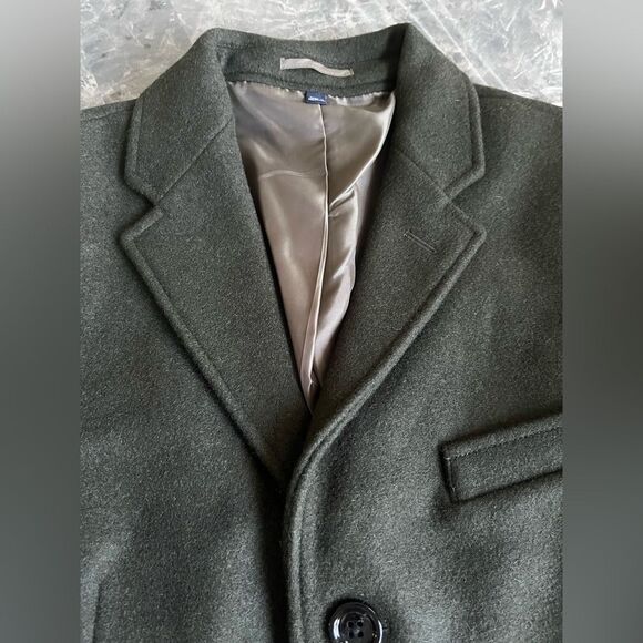 J Crew Thompson Mens Trench Coat Winter Wool Blend Jacket Overcoat Olive NEW - Picture 7 of 11